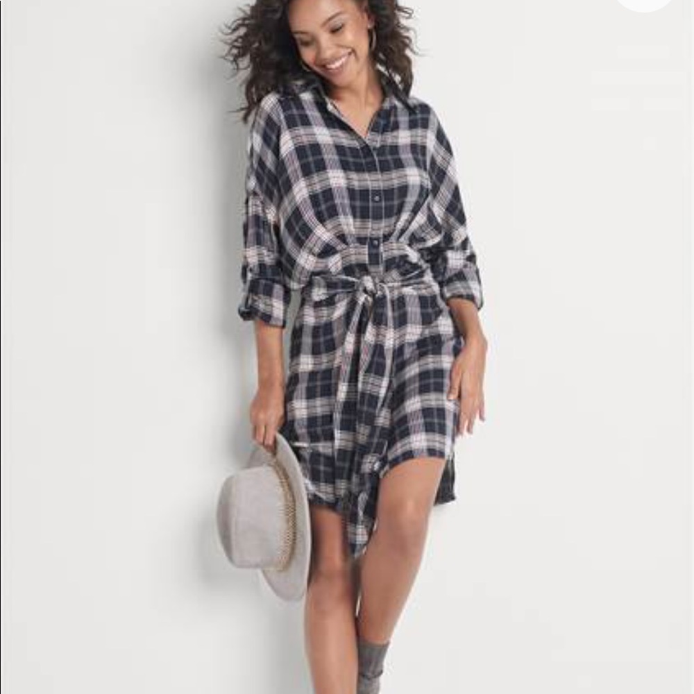 Plaid Button Down Dress NEW! Super cute!